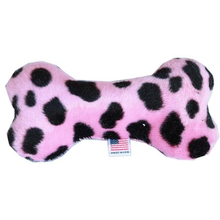 MIRAGE PET PRODUCTS 6 in. Plush Bone Dog Toy Pink Leopard 40-36 PST